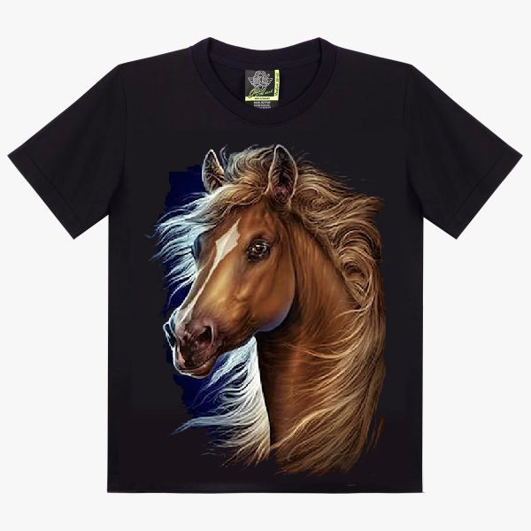 T-Shirt Cheval Sauvage - Portrait Étalon à la Crinière Flottante