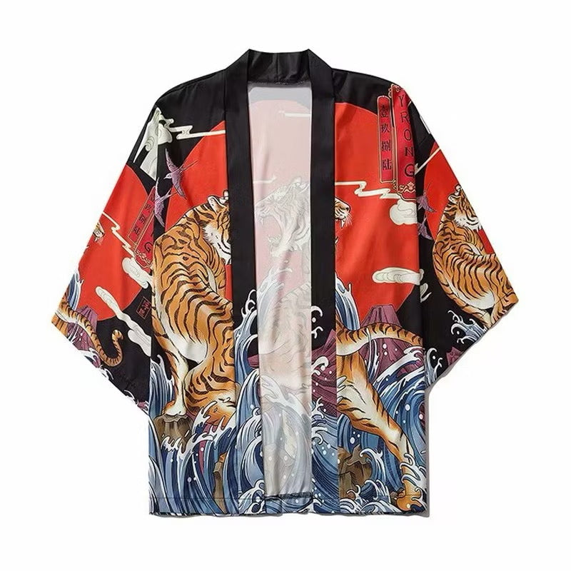 Kimono japonais tigre et vagues