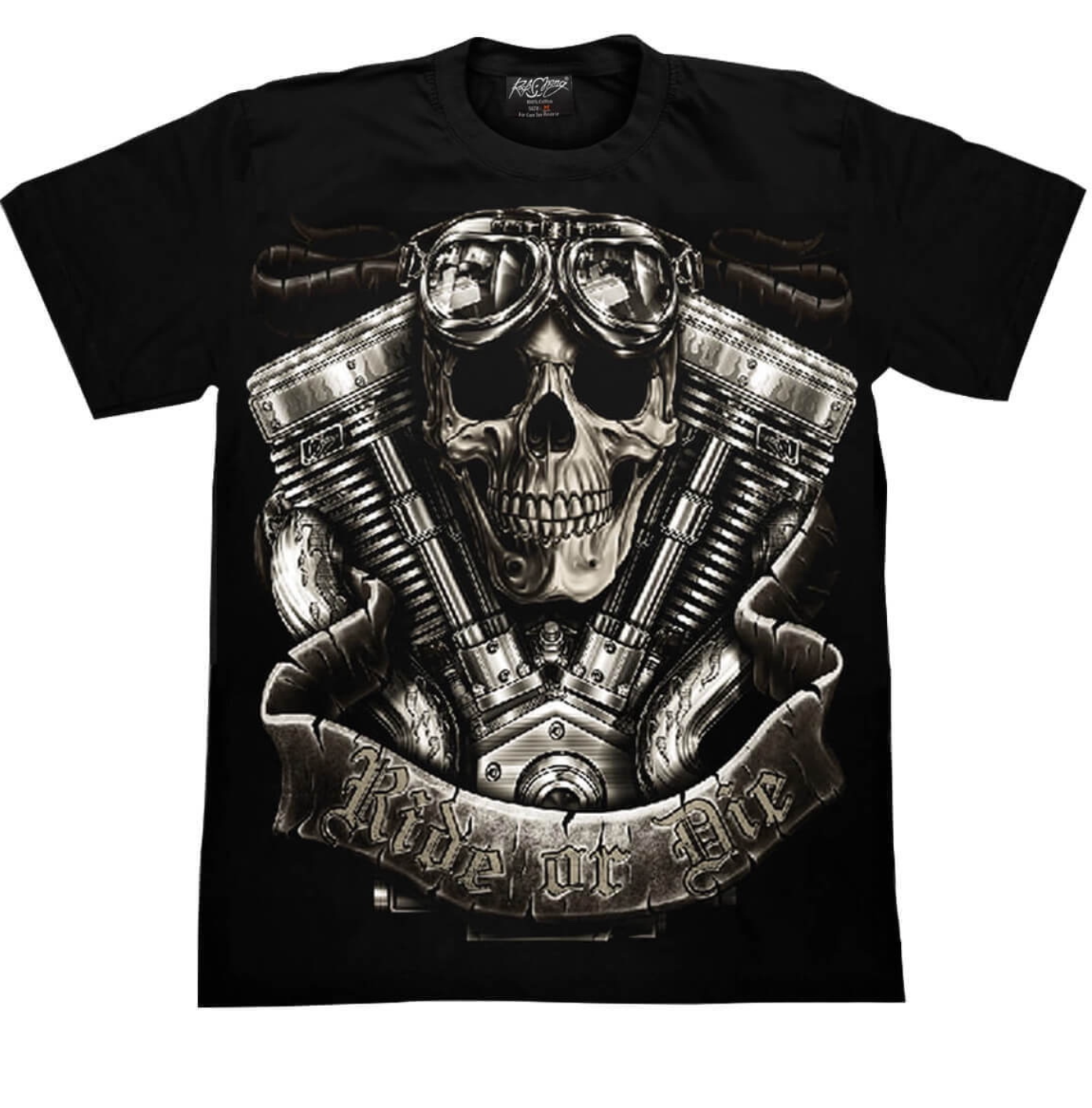 T-Shirt Crâne Biker - Design Moto Rock Gothique