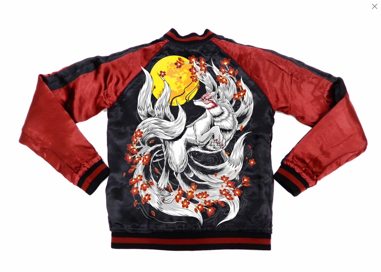 Veste Bomber Style Japonais Kitsune et Cerisiers