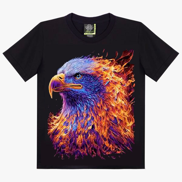 T-Shirt Aigle de Feu - Phoenix Eagle aux Flammes Multicolores
