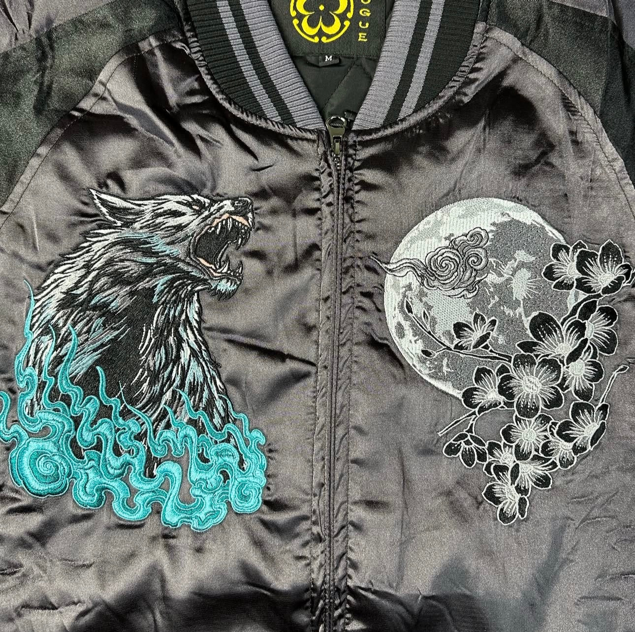 Wolf and the moon dark night sukajan