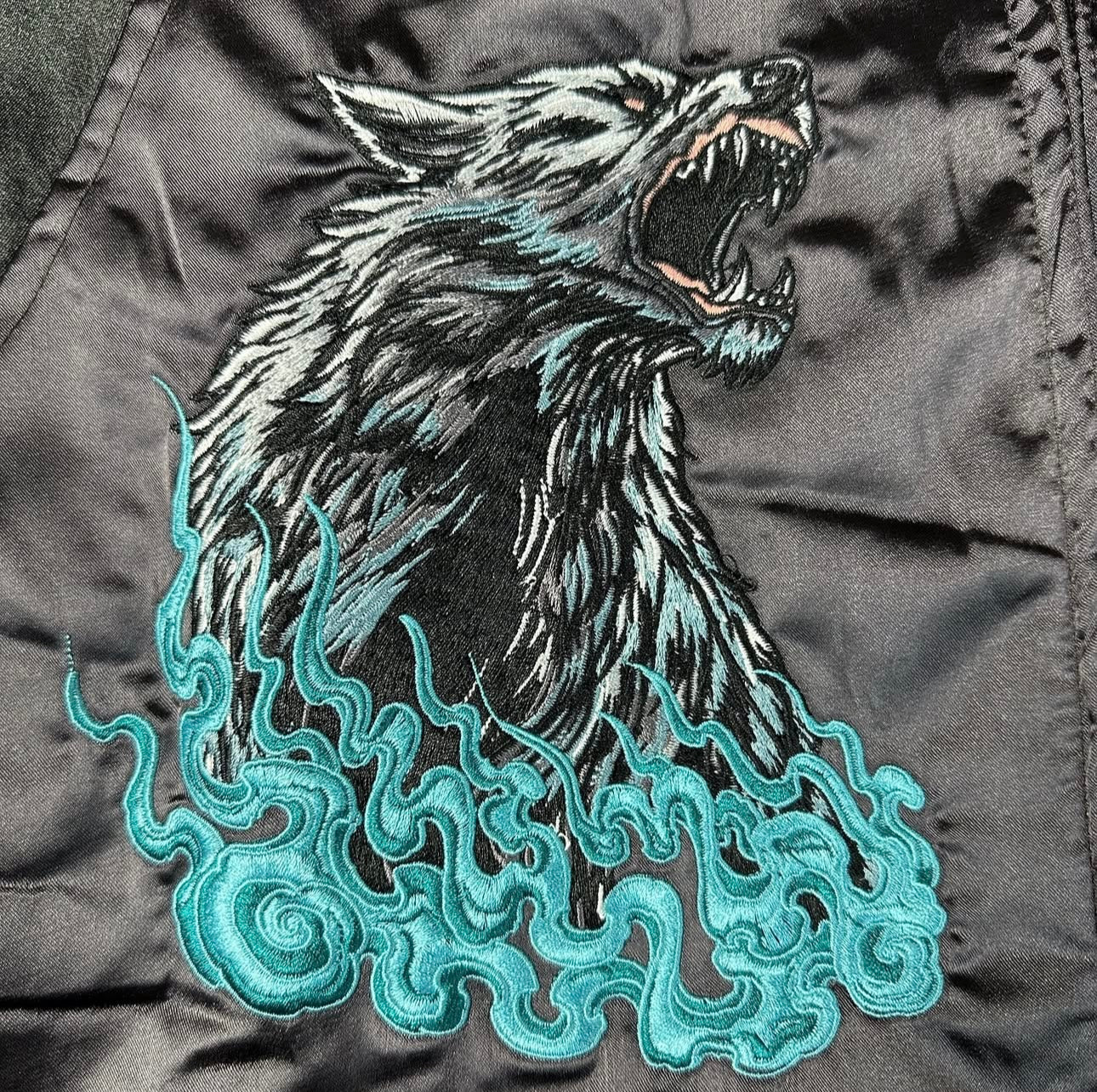 Wolf and the moon dark night sukajan