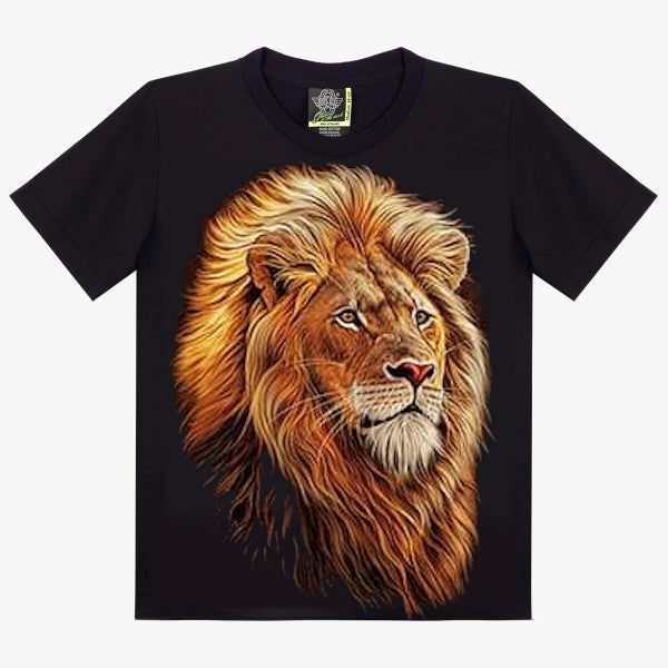 T-Shirt Lion Roi - Portrait Majestueux à la Crinière Dorée Flamboyante
