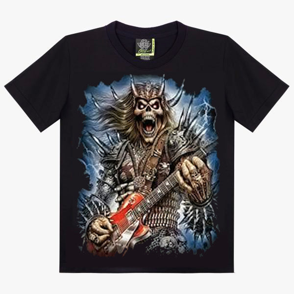 T-shirt Noir Viking Rockstar - Design Squelette Électrique